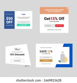 Pop up overlay offer banner vector design template blank. Online store marketing. Exit popup design collection