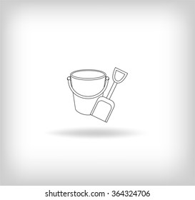 Pop Pail and Shovel Icon. Vector Illustration