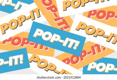 Pop it pattern banner with text. Background text pattern concept. Colorful illustration in flat design
