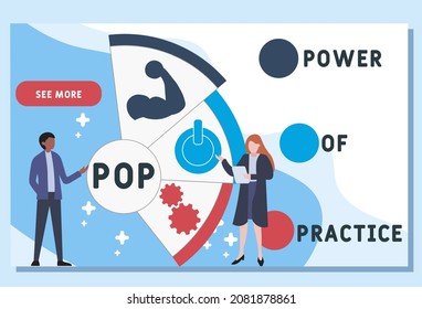 POP - Power Of Practice acronym. business concept background.  vector illustration concept with keywords and icons. lettering illustration with icons for web banner, flyer, landing 