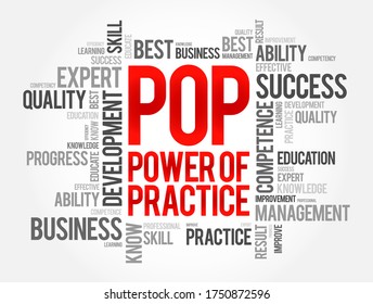 POP - Power Of Practice word cloud, business concept background