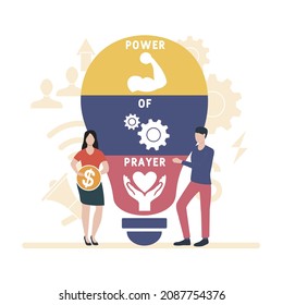POP - Power Of Prayer acronym. business concept background.  vector illustration concept with keywords and icons. lettering illustration with icons for web banner, flyer, landing 