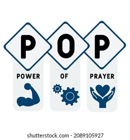 POP - Power Of Prayer acronym. business concept background.  vector illustration concept with keywords and icons. lettering illustration with icons for web banner, flyer, landing 