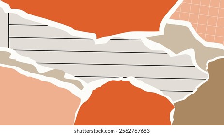 pop punk Horizontal backdrop border With Textured Torn Scraps Of Paper. vibrant Ripped patch pieces	
