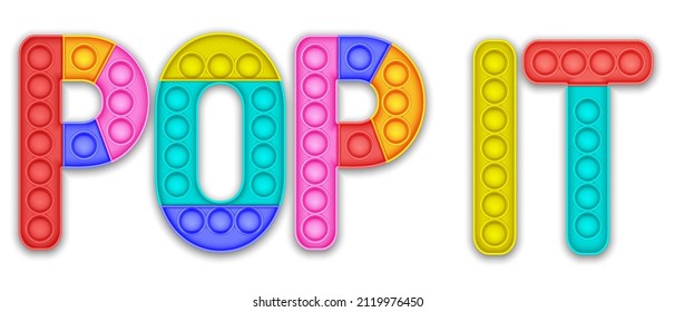 Pop It Quote Fidget Fashion anti-stress sensory toy. Vector illustration in realistic style