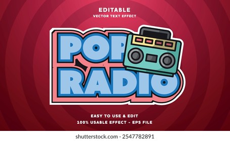 pop radio editable text effect with modern and simple style