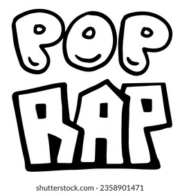 Pop, rap lettering. Stylish type font vector doodle letters. Pop, rap music vintage style font  for print and poster design. hand drawn outline text