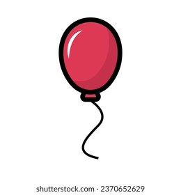 Pop red balloon icon. Vector.