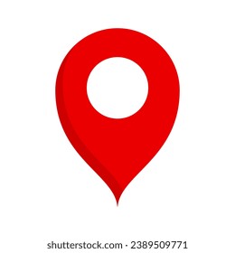 Pop red map pin icon. Location information icon. Vector.
