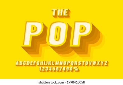 colección de conjuntos de tipos de letra Pop Retro, letras y símbolo de números. Ilustración del vector