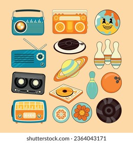 Pop Retro Style Element Collection