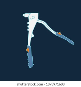 Pop rivet hand tool - hand drawn vector illustration. Flat colors.