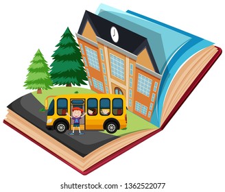 Pop up school book illustration