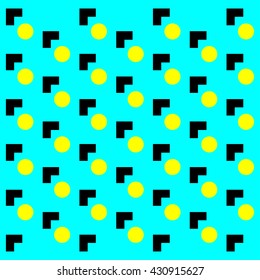 Pop seamless pattern. Black, yellow and bright blue background.