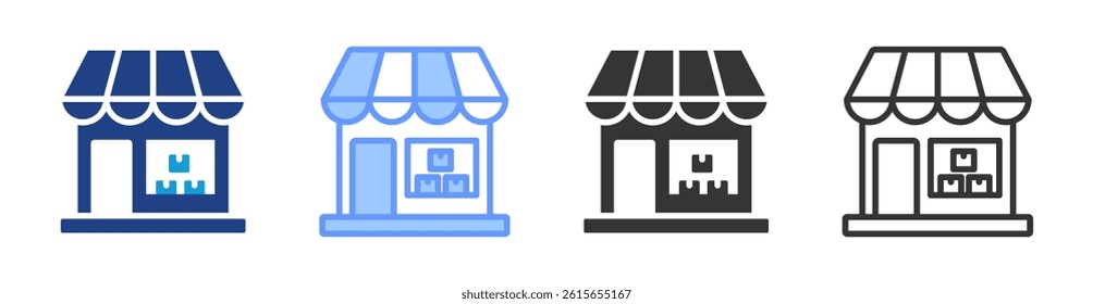 Pop Up Shops icon set multiple style collection