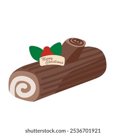 Ilustração simples e pop de doces de Natal tradicionais franceses Buche de Noel