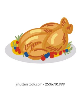 Pop and simple illustration of roast chicken