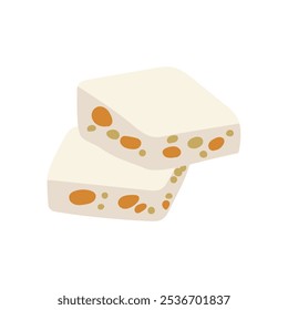 Pop and simple illustration of Traditional Spanish Christmas sweets turrón