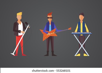 Pop singer Vector illustration flat isolated. Rock group