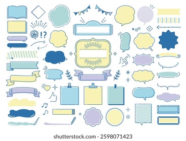 Pop speech bubble and decoration illustration set