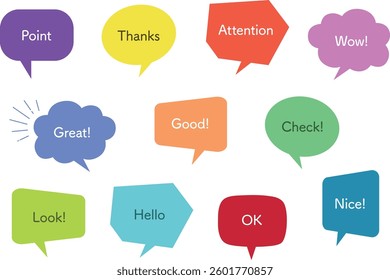 Pop speech bubble and word design material set