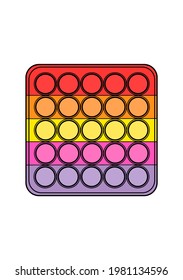 
Pop it square toy antistress. Vector illustration of a colored silicone toy. Trend 2021.