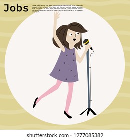 Pop star profession and jobs.Vector cartoon flat illustration