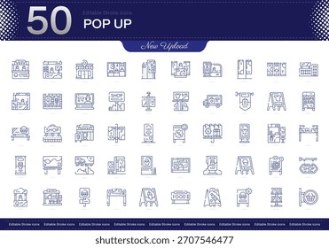 Pop Icono de trazo arriba. Pop Up line icon set. paquete de iconos de trazo editable. Línea, delgado, Paquete de icono de estilo lineal. Totalmente personalizable