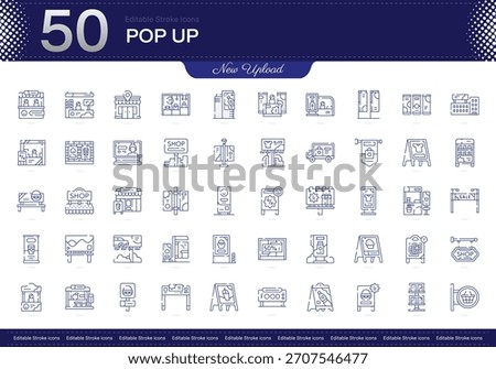 Pop Up stroke icon. Pop Up line icon set. editable stroke icon pack. Line, Thin, Linear Style Icon Bundle. Fully Customizable