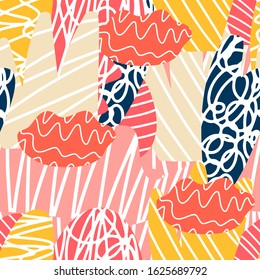 Pop style element of seamless pattern. Colorful abstract shapes. Vector illustration