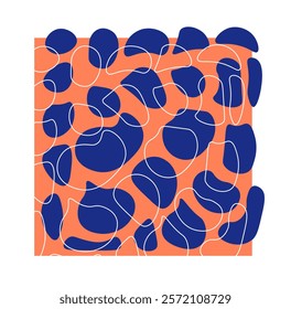 Pop style pattern. Orange and blue patterns and ornaments. Psychedelic and funky style badge. Graphic element for website. Flat vector illustration isolated on white background