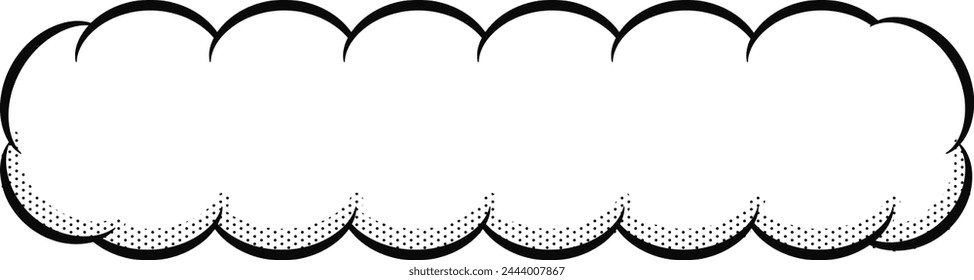 Pop Style wide,horizontally long Cloud Speech Bubble Illustration