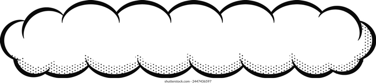 Pop Style wide,horizontally long Cloud Speech Bubble Illustration