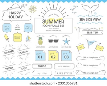 Pop summer icon illustration frame set