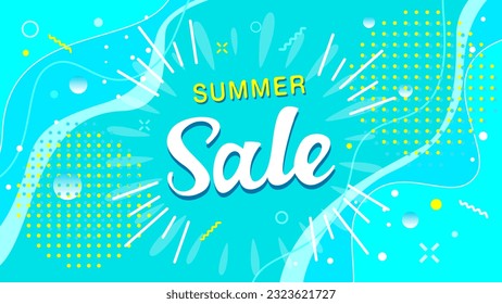 Pop summer sale design, image illustration of summer bursting with carbonation. Light blue vector background material