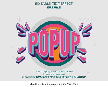 pop up  text effect, font editable, typography, 3d text. vector template