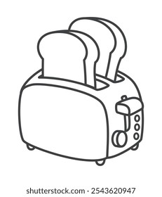 Pop up toaster. Fresh out of the oven. Home appliances. Vector illustration.