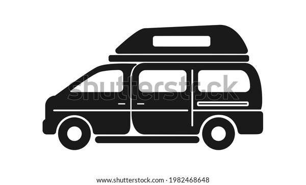 Pop top camper van or travel RV for van life in\
vector icon