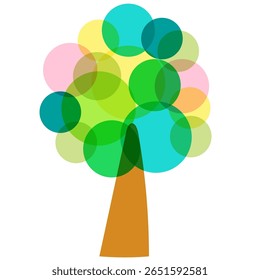 A pop tree illustration with overlapping lights. Illustrations suitable for children's designs and logo creation.