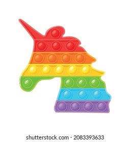 Pop it unicorn. Popit stress trendy game, vector illustration isolated on white background