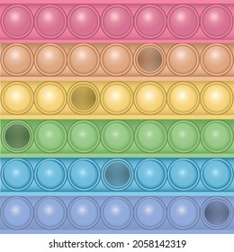 Pop it vector background texture. Toy antistress Pop it on a white background. Pop it pattern in delicate color. Vector illustration