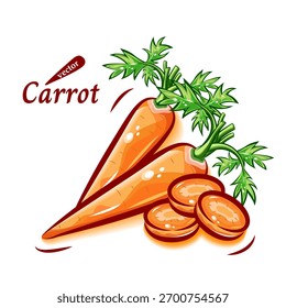 Pop vector material of carrots with leaves | Fresh and cute vegetable illustration