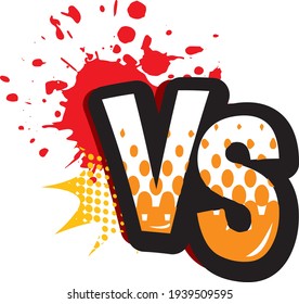 Pop VS characters fight against flat cartoon style backgrounds including halftone, lightning bolts. Vector illustration
