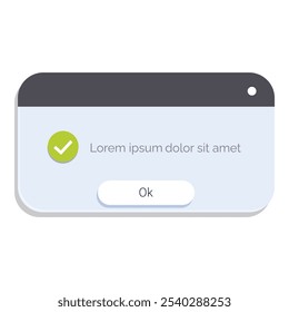 Pop up window is displaying a green check mark icon to indicate a successful process