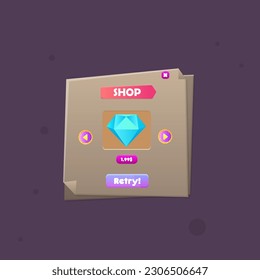 Ventana emergente para la compra de juegos de interfaz de usuario hoja de papel de papel hoja de papel Estudio de oficina o diseño de vectores de negocio