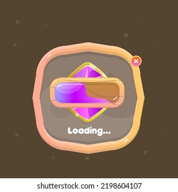 Pop Up Window Loading Page Banner For Games In Orange Wooden Glamour Style Cute Colorful Cartoon Vector Design