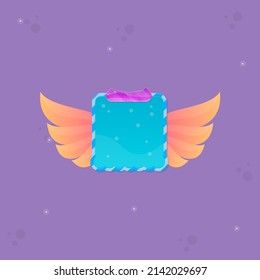 Pop Up Window With Wings Border Rays And Blue Dot Pattern Speech Bubble Cute Colorful Cartoon Vector Design
