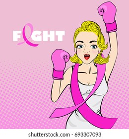 pop of women breast cancer concept on the pink background