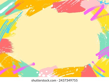Pop yellow frame background painted with colorful paint