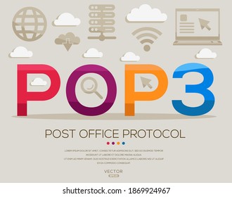 pop3 mean (Post Office Protocol) Computer and Internet acronyms ,letters and icons ,Vector illustration.
